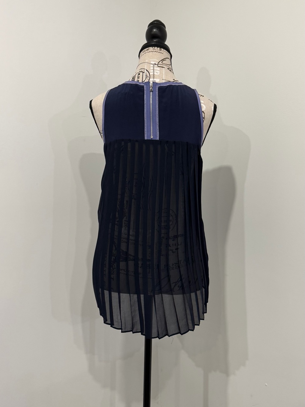 Greylin Navy Sleeveless Tank with Light Blue Center Trim - Picture 2 of 3